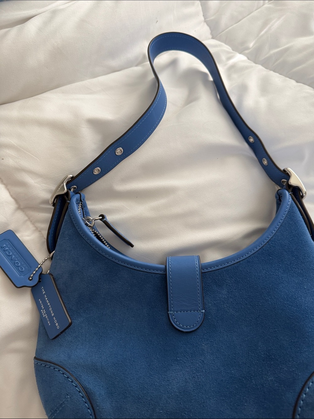 Coach Blue Suede Shoulder Bag - Picture 9 of 16